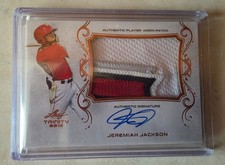 2018 Leaf Trinity Patch Auto Jeremiah Jackson #PA-JJ1 Rookie Card Angels Orioles. rookie card picture
