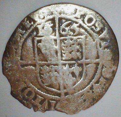 ENGLAND Elizabeth I 1565 Hammered Sterling Silver Threepence United Kingdom 15J