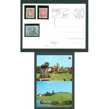 Dinamarca. Postal 1980. Town Ribe publicado, cancelar sin franqueo. Sello de 3 costillas