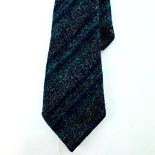 Vtg Millars Clifden Connemara 100% Wool Blue Gray Striped Neck Tie Ireland