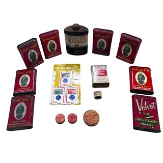 Vintage Advertising Tin Lot Prince Albert Velvet Boraxo Rexall Sewing Paulson