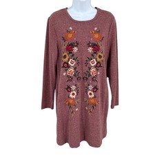 Umgee Tunic Dress Women S Mauve Floral Embroidered Boho Cottagecore Boho