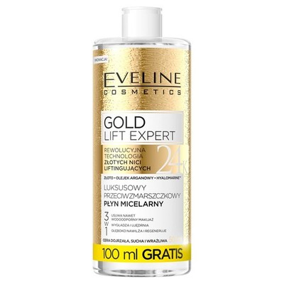 Mizellenwasser Eveline Gold Lift Expert 24K Gold Hyaluronsäure Arganöl 400ml
