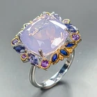 Handmade 14ct Natural Lavender Quartz Ring 925 Sterling Silver Size 8.5 /R471111