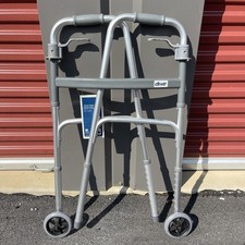 DriveMedical Deluxe Two Button Folding Walker with 5" Wheels 350 lbs