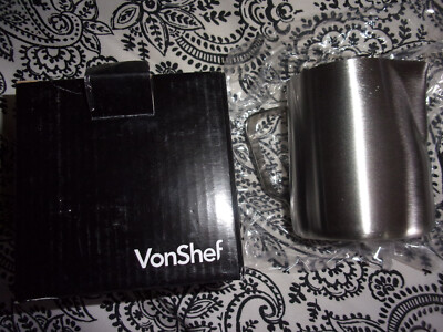 New in box VonShef 4'' Coffe Creamer Dispenser Milk Pitcher Jug Stainless Steel
