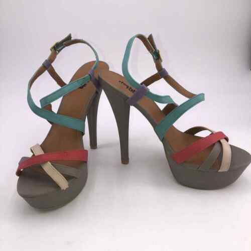 Sandalias de plataforma Stiletto Charlotte Russe Chance-42 combo correas de color talla 9 - Imagen 1 de 8