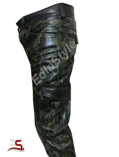 men's genuine cowhide military style pant new camo pant real leather trousers - Picture 2 of 4