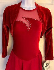 GK ICE SKATE DANCE LADIES SMALL RICH RED VELVET LGSLV SHRUG JACKET SZ S NWT 