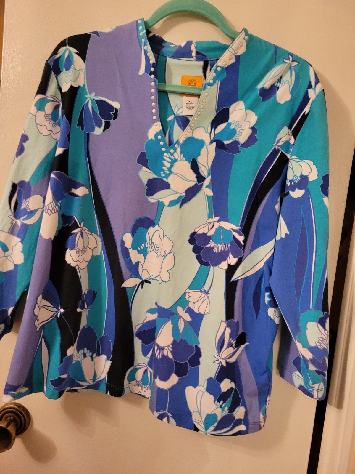 Ruby Rd Multicolor Floral Pullover Top Stretch si… - image 1