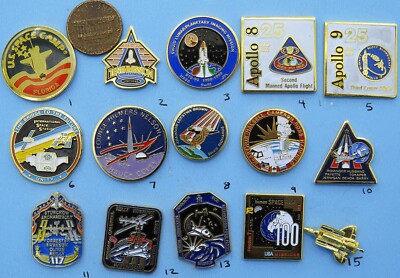 NASA enamel PIN lot of 15 - vtg Space Camp Shuttle station Spacelab lot Group A