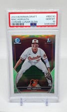 2023 Bowman Draft Chrome Mac Horvath Lunar Glow Refractor 1st PSA 10 Orioles 
