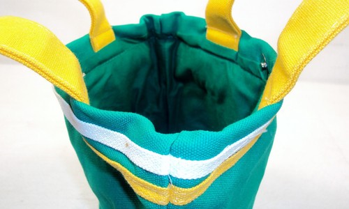 Canvas Mini Tote For Girls 100% Cotton, Kelly Green w/Gold & White Accent ~ G802 - Picture 7 of 12