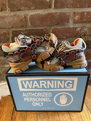 Gucci Flashtrek Crystals 'Multi-Color Metallic' Lot 537133 Size 4.5