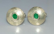 Natural Emerald Gemstone with 925 Sterling Silver Cufflink 2156