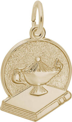Lamp Of Learning Charm by Rembrandt 10K or 14K Gold or Sterling Silver