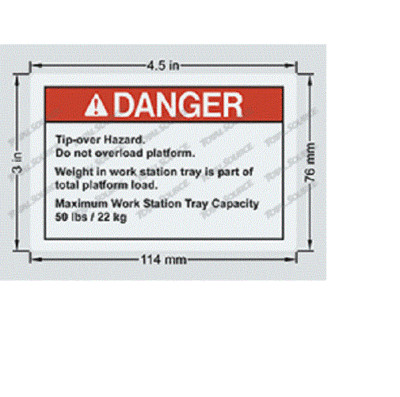FOR GENIE GR-15 DANGER DECAL MAX CAP TRAY WORD Part # 72850