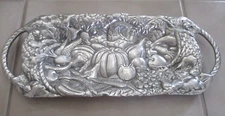 Holland Boone Polished Pewter 14" x 6" Handled Serving Plate Platter Cornucopia