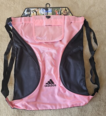 ADIDAS Pink/Blaxk Cinch Bag/Backsack 18'' Tall X 14'' Wide W/Double 17'' Drop Cords