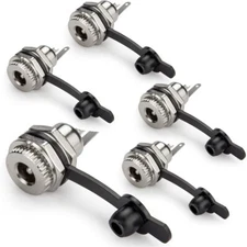 5.5 X 2.5mm Dc Power Jack Socket Threaded Female Mount Connector Adapter With Du