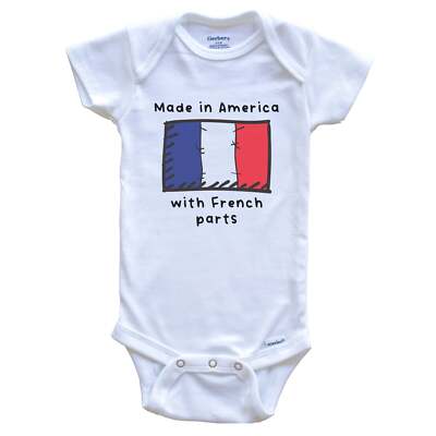 Made In America With French Parts France Flag One Piece Baby Bodysuit