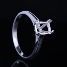 Sterling Silver Cushion 7x5mm Semi-mount Setting Engagement Wedding Fine Ring