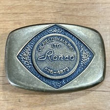 BTS Vintage Ronco Oilfield Hauling LTD Solid Brass Belt Buckle Made in USA