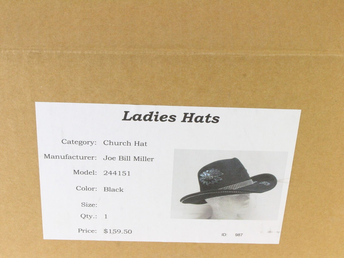 Joe Bill Miller Ladies Fancy Black Wool Felt Hat W/ Sequins  display picture 1