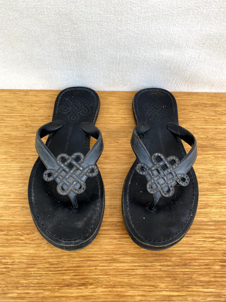 ☘️ Womens Diane Von Furstenberg Slides Flip Flops Thongs Sandals Black Size US 8