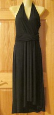 NWT $175 MICHAEL Michael Kors Matte Jersey High Low Halter Dress Black S