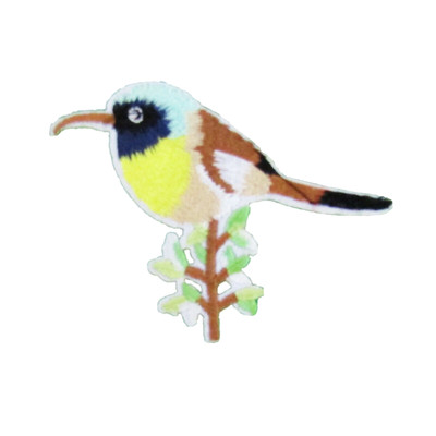 Gelber Vogel auf Zweig Bügelbild Patch Patches Motiv Abzeichen bestickt 7X9,5 CM P092