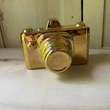 Ceramic Gold Chrome Chunky retro Camera Statue Figurine Photography figural