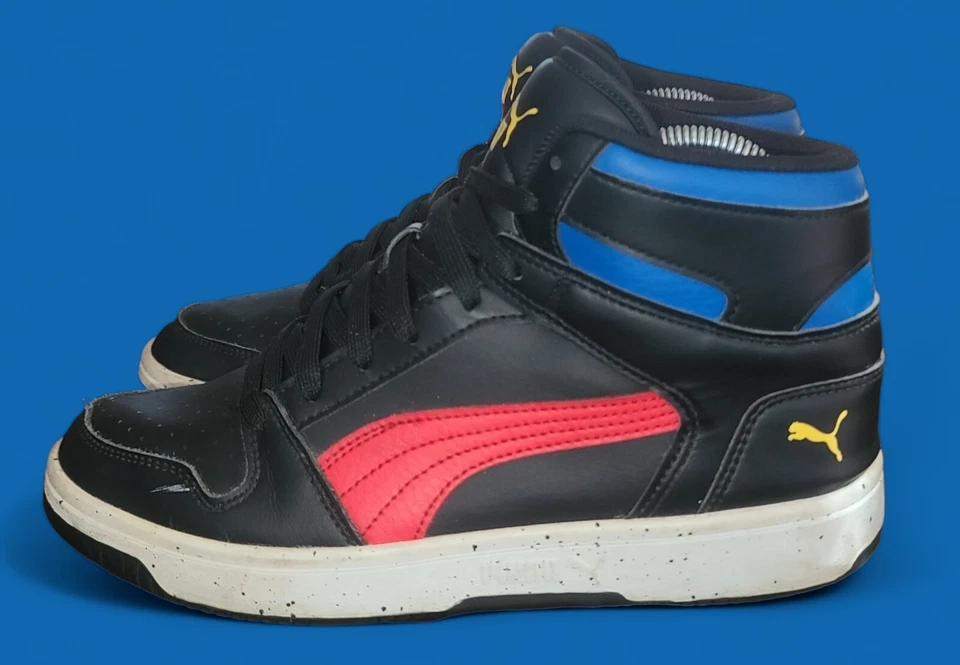 Zapatos de baloncesto Puma Rebound Layup 381413-01 negros rojos azules juveniles talla 6,5 Foto 3 de 4