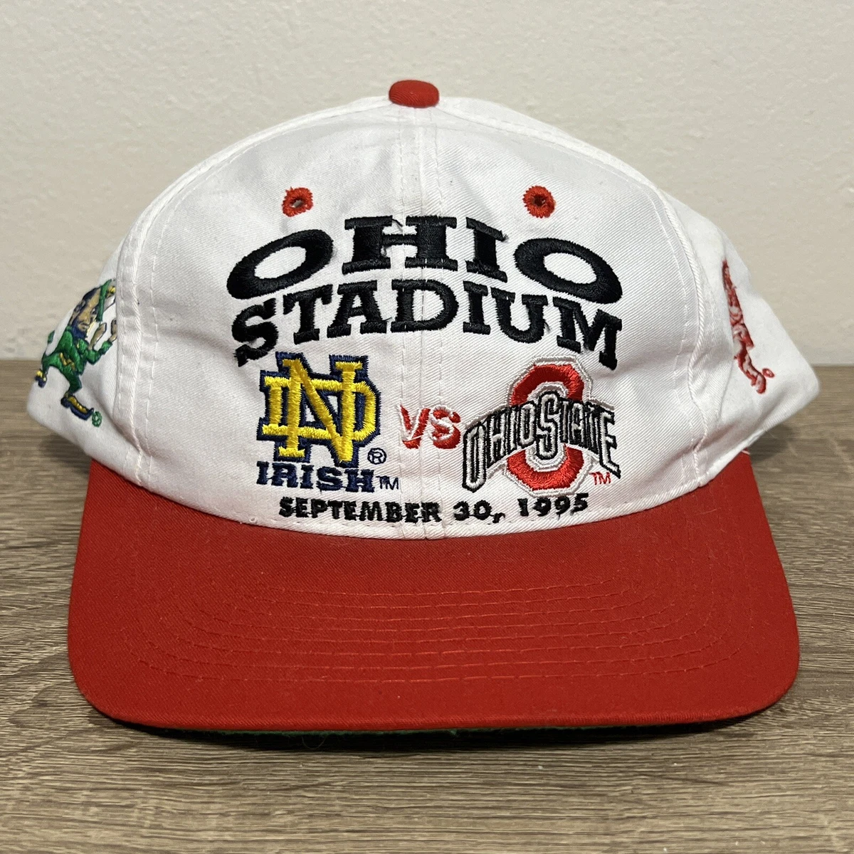Vintage 1995 Ohio State Buckeyes vs Notre Dame Irish Cap Hat Snapback Logo 7