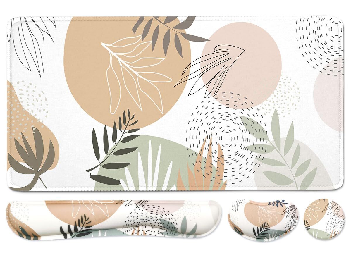 Extended Keyboard Mouse Pad Set with Memory Foam Wrist Rest Support-image