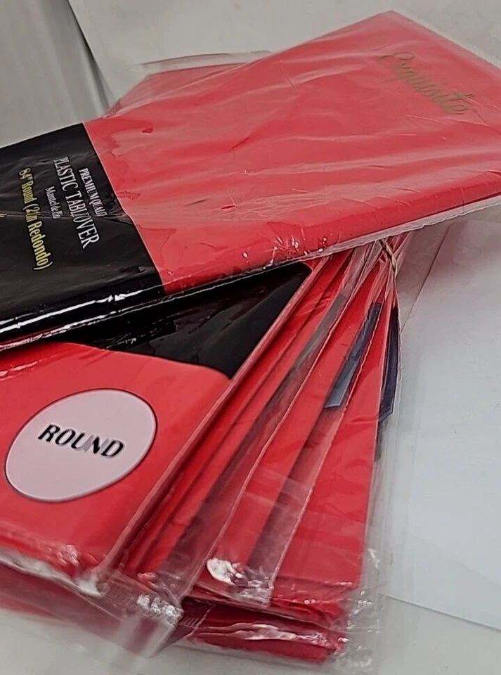 Lot of 12 Exquisite Premium Red Plastic Tablecloths 84" Round Party Covers - Image 2 of 4