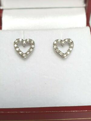 18 Karat Weißgold runde Diamant Herz Ohrstecker 0,12ct 