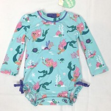 Hatley Baby Rash Guard Size 3m-6m Mermaid Tales Blue Long Sleeve Swim Top Suit