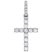 "10K WeißGold Diamant Solitaire Zacken Set 1 Reihen KreuzanhäNger 1.65 \" 2.10 Ct"