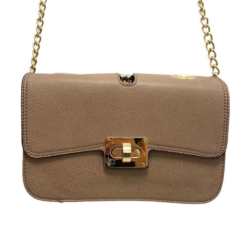 Crossbody Bag Multi Pockets Chain Strap Nude Tan Purse Boho Faux Leather 6.5"X9