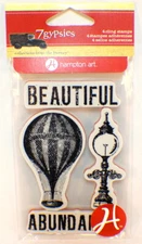 7 Gypsies Hampton Art Hot Air Balloon Beautiful Cling Rubber Stamp Set
