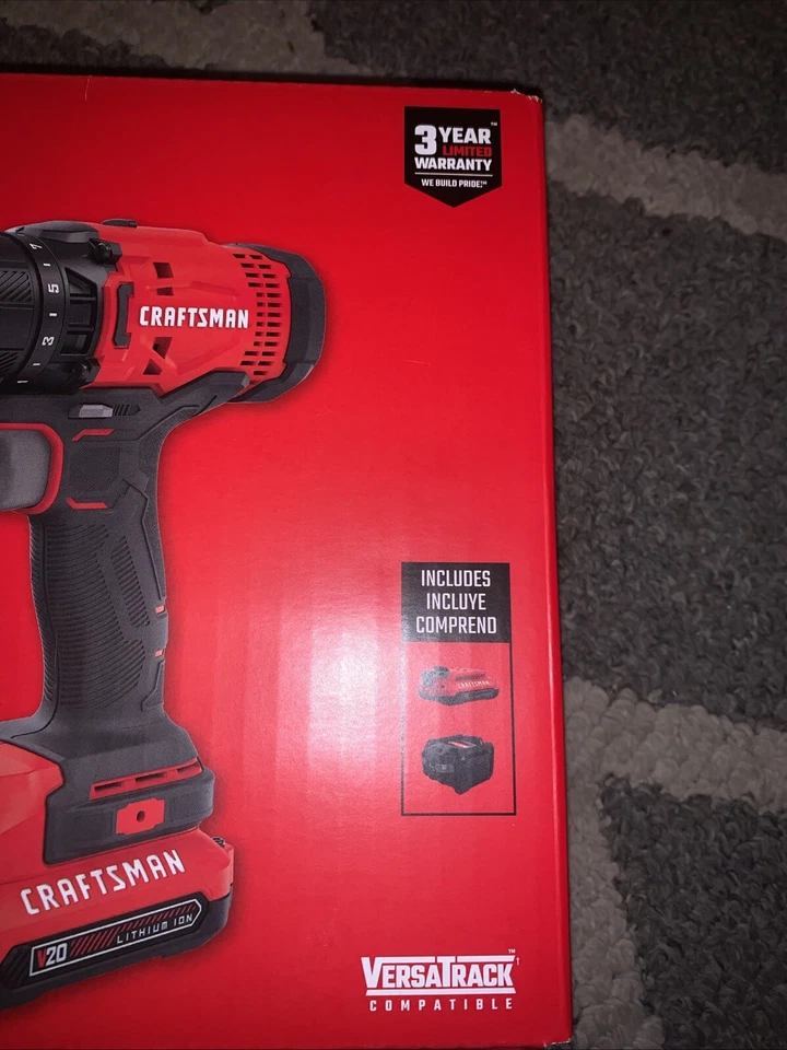 Taladro/destornillador inalámbrico CRAFTSMAN CMCD700C1 1/2 pulgada 20 V con cargador y batería Foto 2 de 4