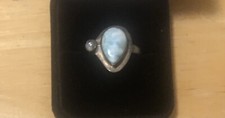 Nice Vintage Sterling Silver .925 Larimar Teardrop Ring Size 8.25-I Can Clean 