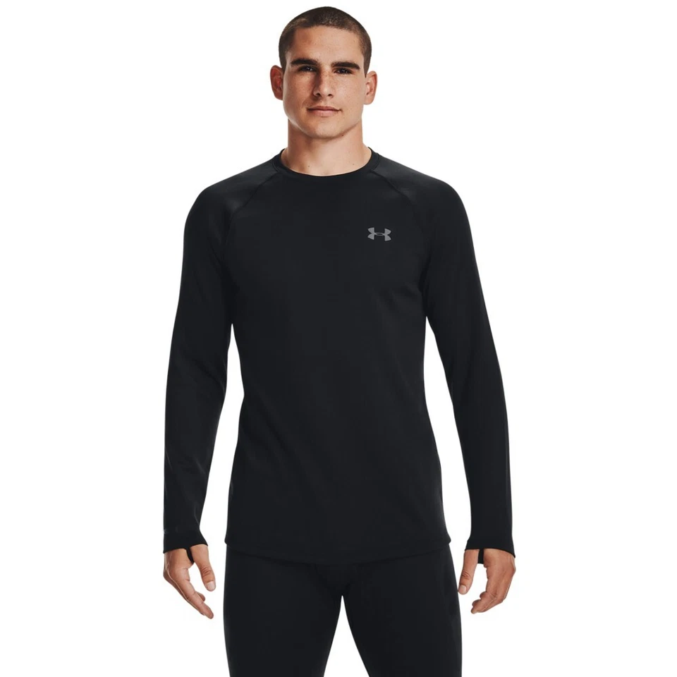 Under Armour 1353349 Men's UA ColdGear Base 4.0 Top Baselayer Crew Shirt, Black - Image 3 of 4