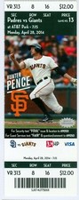 2014 Giants vs Padres Ticket: Rene Rivera & Brandon Hicks HRs