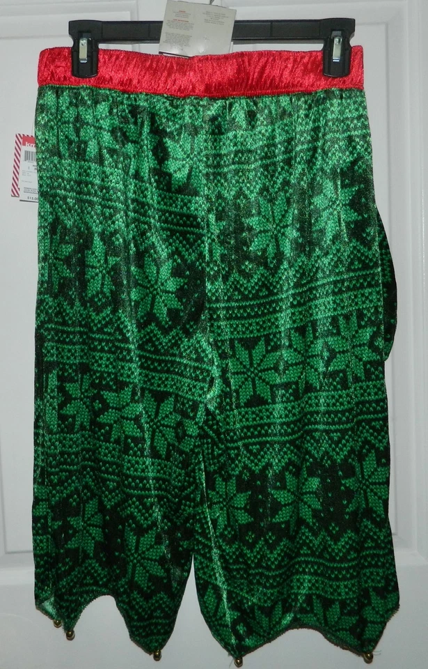 NWT JOE BOXER men's Green Red CHRISTMAS ELF JAM SHORTS + HAT Bells Set Outfit S - Image 2 of 4