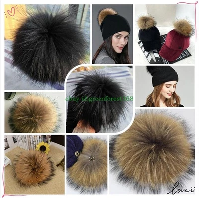 GREENFOREST168 Luxus Echte Fell Bommel 8-19cm Pelz Pompon für Mütze Wintermütze DIY Handarbeit