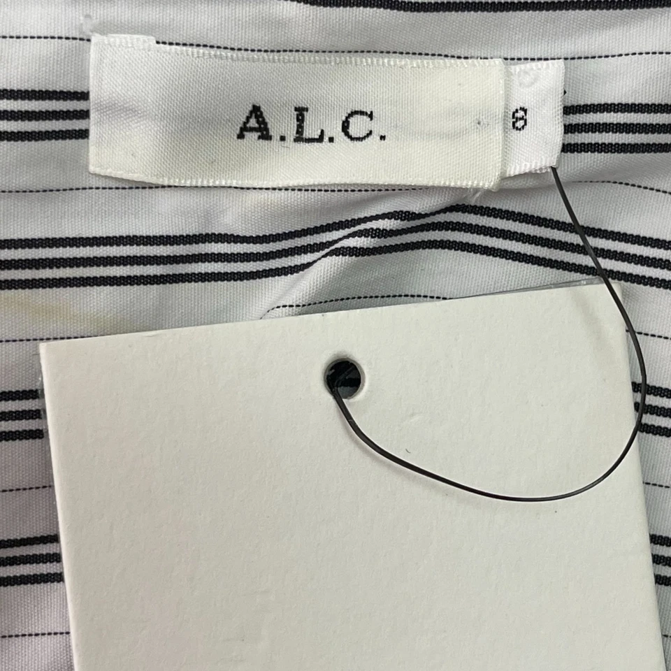 NWT A.L.C. Women's White Black Striped Wrap Asymmetrical Skirt Size 8 - Image 4 of 4