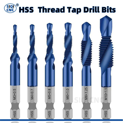 Titanium HSS Tap Drill Bits Metric Thread Tap M3-M10 Screw Machine Hand Tool