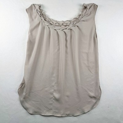 Philosophy Republic Clothing Taupe Braided Neckline Sleeveless Blouse Small